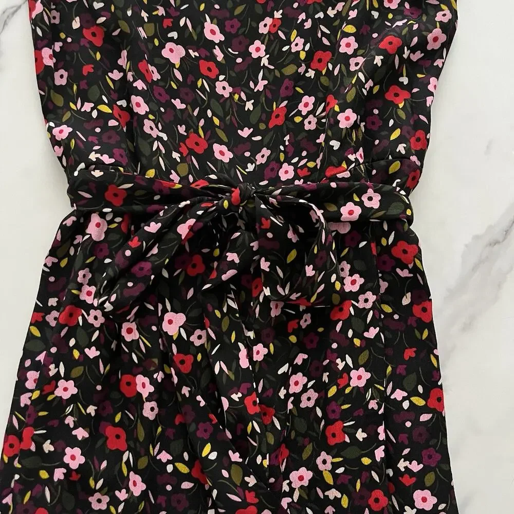 Kate Spade Ma Cherie Wide Leg Floral Jumpsuit Size 10 Preppy summer cherry print